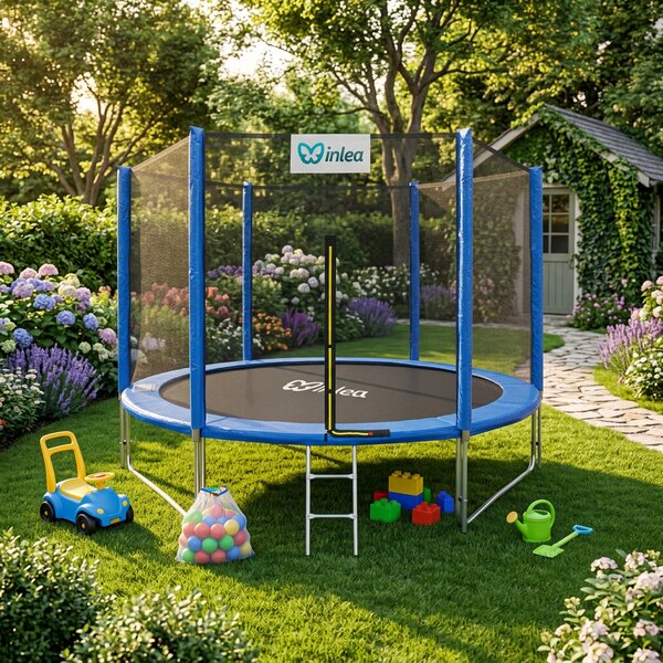 INLEA PREMIUM Jump Trampolína 305 cm s vonkajšou ochrannou sieťou - modrá