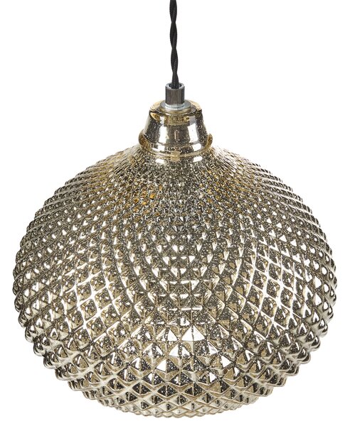 Závesná lampa zlatá sklenená 88 cm vyrezávané tienidlo na strop glamour štýl obývacia izba spálňa