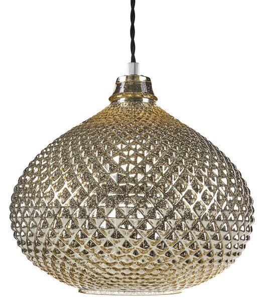 Závesná lampa zlatá sklenená 88 cm vyrezávané tienidlo na strop glamour štýl obývacia izba spálňa