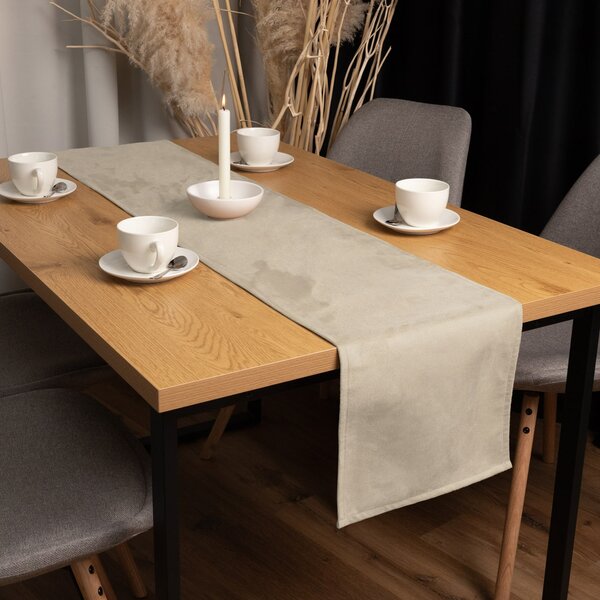 Biante Behúň na stôl/imitácia brúsenej kože Alcantara ALC-007 Krémovo béžový 20x120 cm