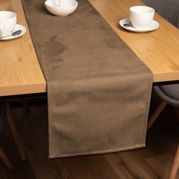 Biante Behúň na stôl/imitácia brúsenej kože Alcantara ALC-015 Svetlo hnedý 20x120 cm