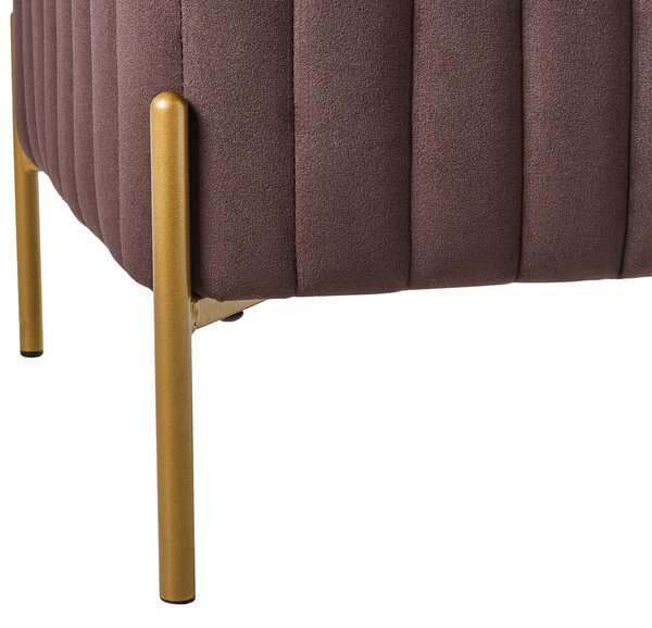 Taburetka tmavohnedá zamatové čalúnenie zlaté kovové nohy 47 x 47 cm štvorcová podnožka glamour obývacia izba