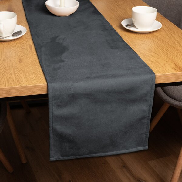 Biante Behúň na stôl/imitácia brúsenej kože Alcantara ALC-016 Antracitovo sivý 20x120 cm