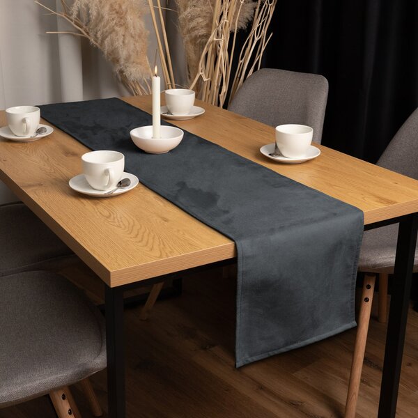 Biante Behúň na stôl/imitácia brúsenej kože Alcantara ALC-016 Antracitovo sivý 20x120 cm