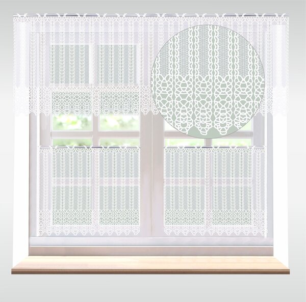 Záclona macramé, Irena vitrážka metráž, biela 40 cm