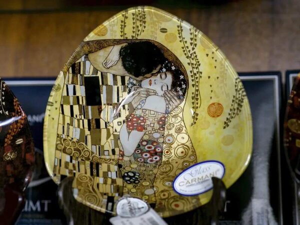 Sklenená miska 17x17 cm Gustav Klimt The Kiss, CARMANI 1981132 (Sklenená miska 17x17 cm Gustav Klimt )