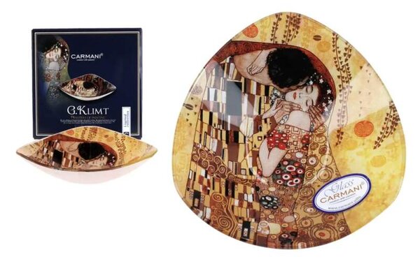 Sklenená miska 17x17 cm Gustav Klimt The Kiss, CARMANI 1981132 (Sklenená miska 17x17 cm Gustav Klimt )