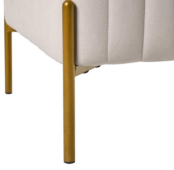 Taburetka krémová biela zamatové čalúnenie zlaté kovové nohy 47 x 47 cm štvorcová podnožka glamour obývacia izba
