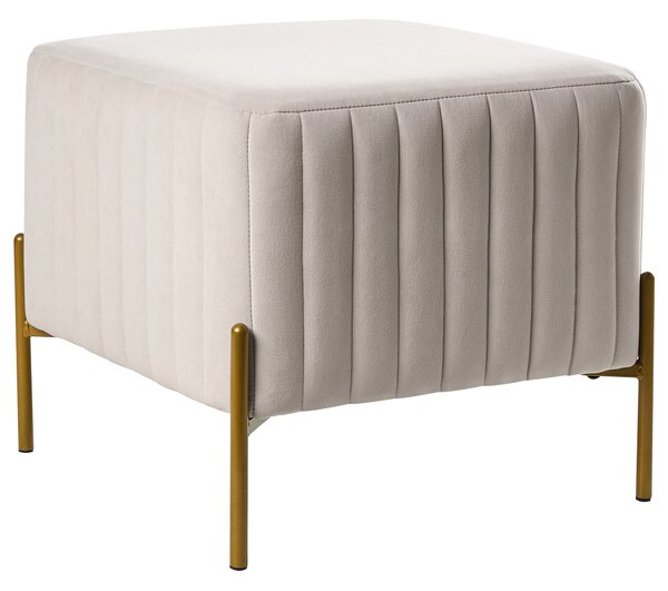 Taburetka krémová biela zamatové čalúnenie zlaté kovové nohy 47 x 47 cm štvorcová podnožka glamour obývacia izba