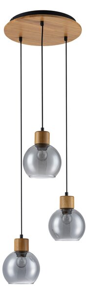 Italux PND-67505-3-WD závesné stropné svietidlo Velma | 40W E27 | dekor dreva | dymová