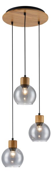 Italux PND-67505-3-WD závesné stropné svietidlo Velma | 40W E27 | dekor dreva | dymová