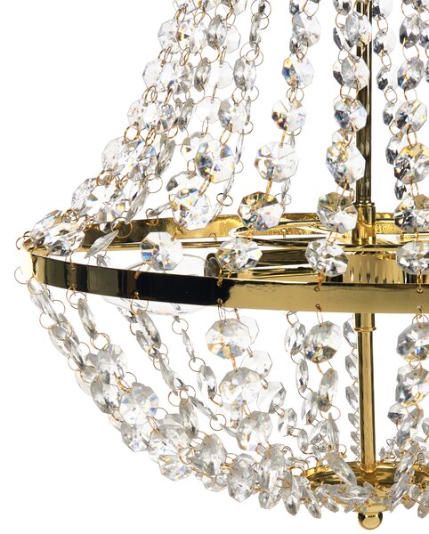 Luster zlatý železný stropná závesná lampa s kryštálmi osvetlenie v glamour štýle