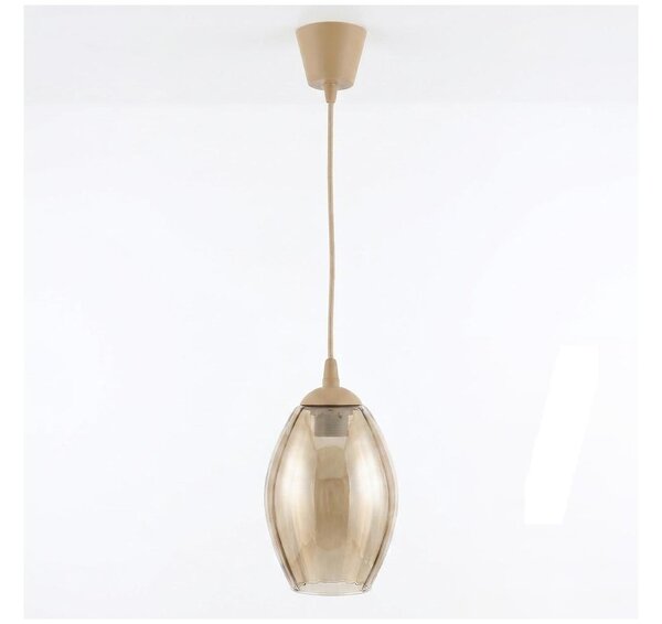 Brilagi - LED závesný luster na lankovom vedení R GLASS 1xE27/60W/230V, priemer 17 cm, béžová/dymovo-béžová
