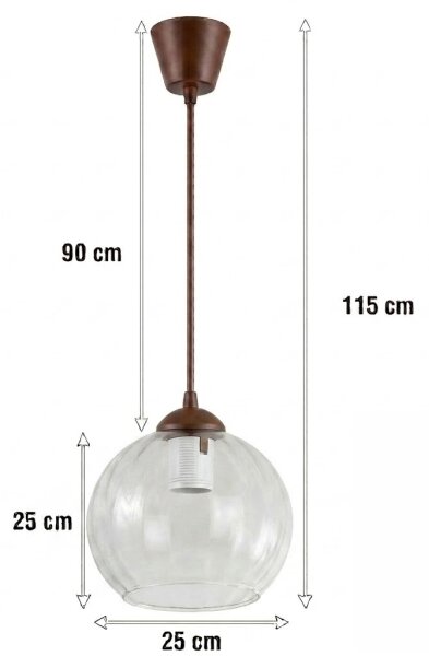 Brilagi - LED luster na lanku RETRO GLASS 1xE27/60W/230V priemer 25 cm hnedá/číra