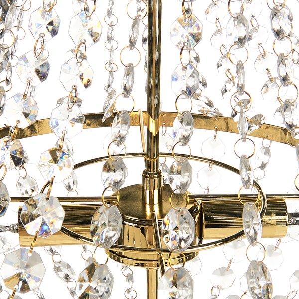 Luster zlatý železný stropná závesná lampa s kryštálmi osvetlenie v glamour štýle