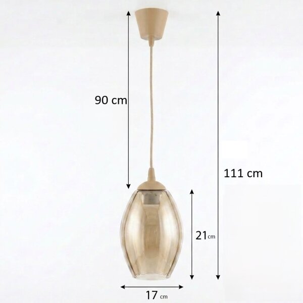 Brilagi - LED závesný luster na lankovom vedení R GLASS 1xE27/60W/230V, priemer 17 cm, béžová/dymovo-béžová
