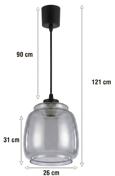 Brilagi - LED luster na lanku R GLASS 1xE27/60W/230V pr. 26 cm čierna/dymovo sivá