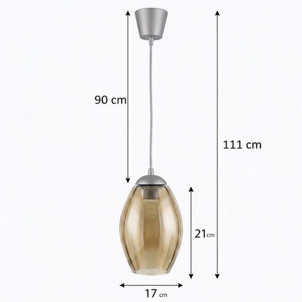 Brilagi - LED luster na lanku GLASS 1xE27/60W/230V pr. 17 cm strieborná/dymovo-béžová