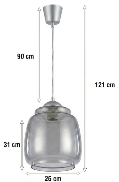 Brilagi - LED luster na lanku R GLASS 1xE27/60W/230V pr. 26 cm strieborná/dymovošedá