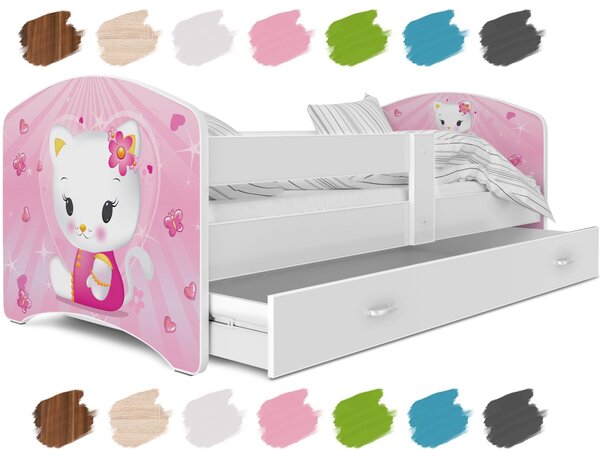 MAXMAX Detská posteľ LUCY so zásuvkou - 160x80 cm - HELLO KITTY