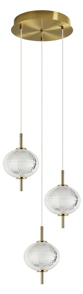 Italux PND-81418-3-BK-GD LED závesné stropné svietidlo Corado | 12W integrovaný LED zdroj | 3000K | zlatá | číra