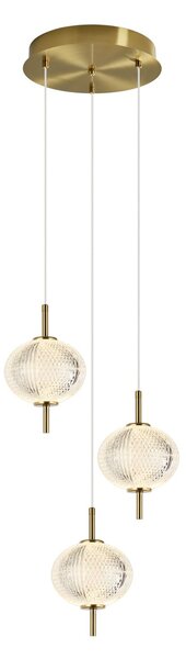 Italux PND-81418-3-BK-GD LED závesné stropné svietidlo Corado | 12W integrovaný LED zdroj | 3000K | zlatá | číra