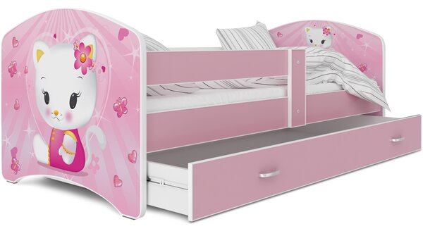 MAXMAX Detská posteľ LUCY so zásuvkou - 160x80 cm - HELLO KITTY