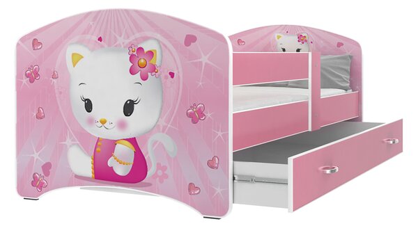 MAXMAX Detská posteľ LUCY so zásuvkou - 160x80 cm - HELLO KITTY