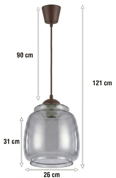Brilagi - LED luster na lanku R GLASS 1xE27/60W/230V pr. 26 cm hnedá/dymová sivá