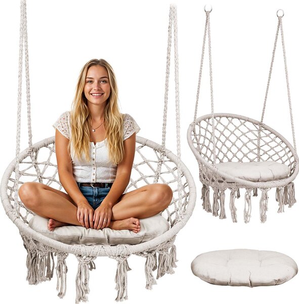 Závesné záhradné hojdacie kreslo BOHO béžové