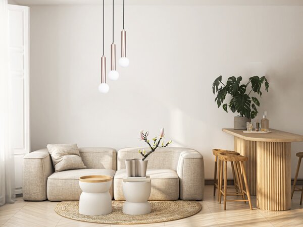 Italux PND-33574-3-CF závesné stropné svietidlo Filano | 5W G9 | hnedá | opálová