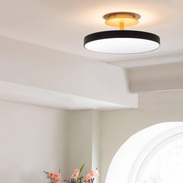 UMAGE stropné LED svetlo Asteria UP PLUS, čierne, Ø 43 cm,, Čierna, Obývacia izba / jedáleň, kov, Dizajn, Stropné svetlo polkruhové s priestorom