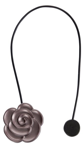 SADA 2 KS DEKORAČNÁ SPONA NA ZÁVES FLOWER S MAGNETOM 5 X 21 CM HNEDÁ