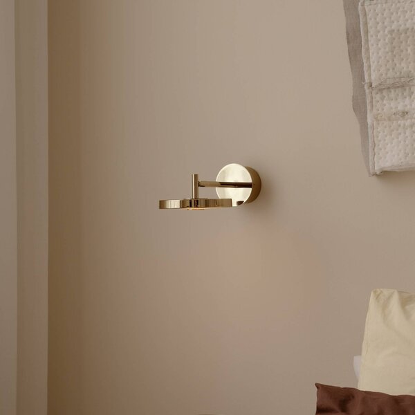 UMAGE LED nástenné svetlo Asteria SHORT HW, leštená mosadz, 28 cm, Mosadz / zlato, Obývacia izba / jedáleň, kov, Dizajn, Nástenné svietidlo