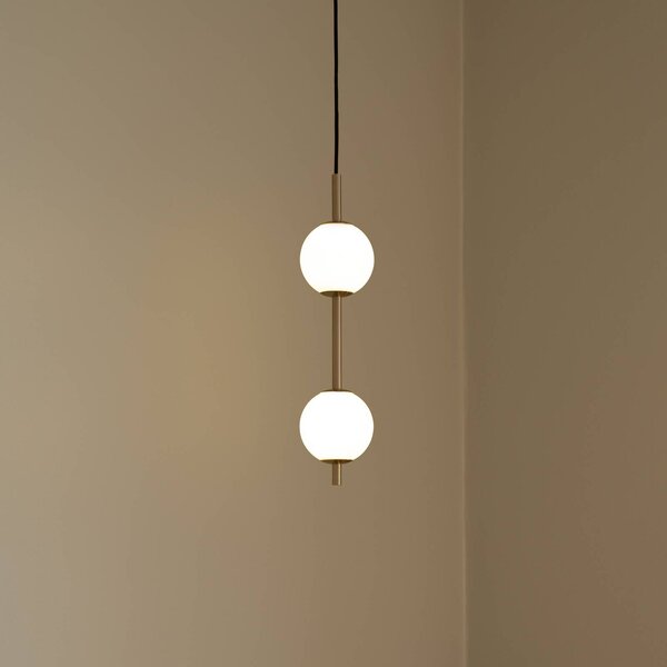 UMAGE LED závesné svietidlo Audrey, mosadzová farba, 2-pl. Ø 12 cm, Mosadz / zlato, Obývacia izba / jedáleň, kov, Dizajn, Závesné svietidlo