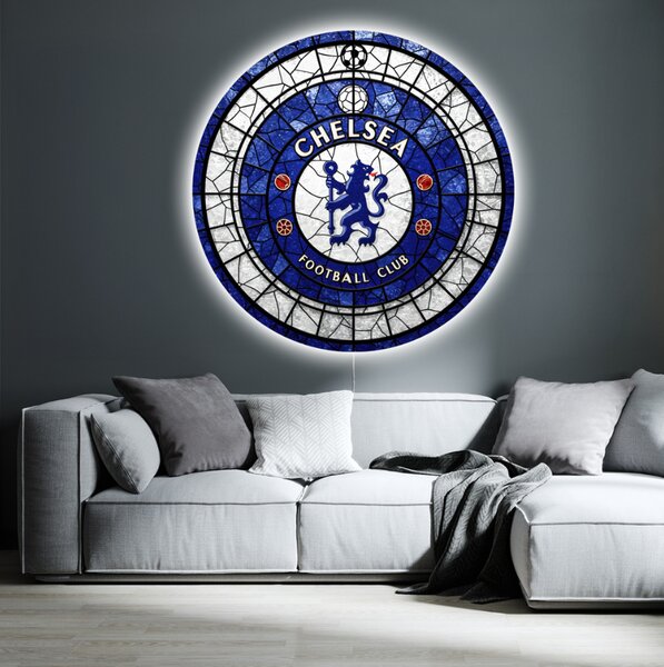 Svietiaci obraz Logo Chelsea - Sklenený efekt