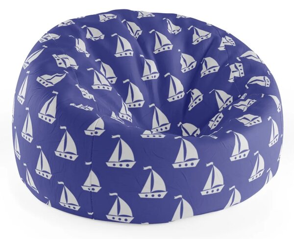 Sablio Sedací vak Cocoon Biele lode - 75 x 45 x 35 cm