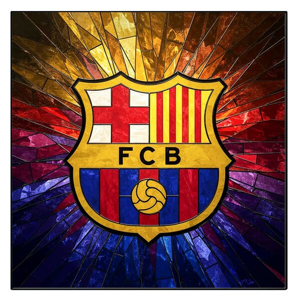 Svietiaci obraz Logo FC Barcelona - Sklenený krištáľový efekt