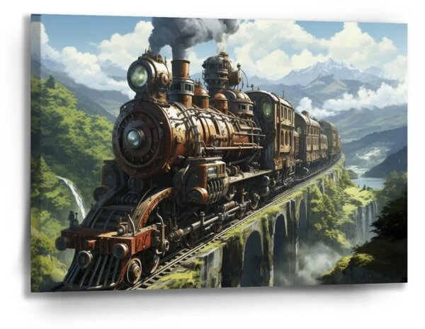 Sablio Obraz Parná lokomotíva na viadukte - 90x60 cm