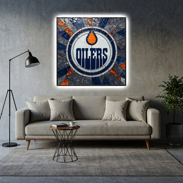Svietiaci obraz Edmonton Oilers - sklenený efekt