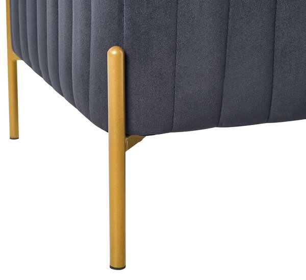 Lavička čierna zamatové čalúnenie zlaté kovové nohy 91 x 47 cm obdĺžnikový taburet glamour obývacia izba