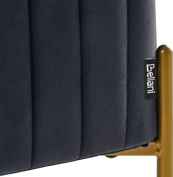 Lavička čierna zamatové čalúnenie zlaté kovové nohy 91 x 47 cm obdĺžnikový taburet glamour obývacia izba