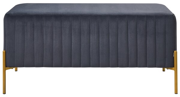 Lavička čierna zamatové čalúnenie zlaté kovové nohy 91 x 47 cm obdĺžnikový taburet glamour obývacia izba