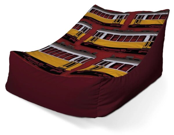 Sablio Sedací vak Lounge Lisabonské historické električky Červený Pattern - 80 x 95 x 50 cm
