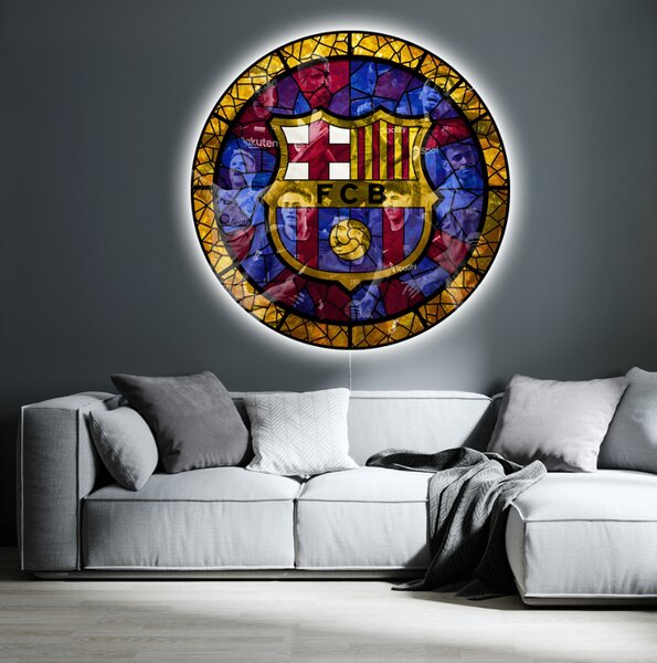 Svietiaci obraz Logo FC Barcelona - Sklenený efekt