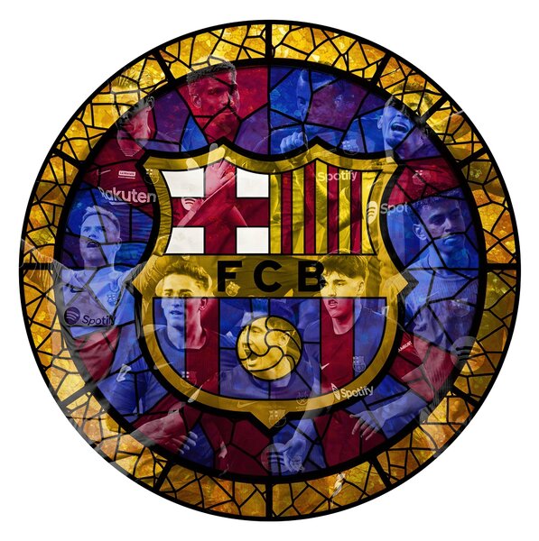 Svietiaci obraz Logo FC Barcelona - Sklenený efekt