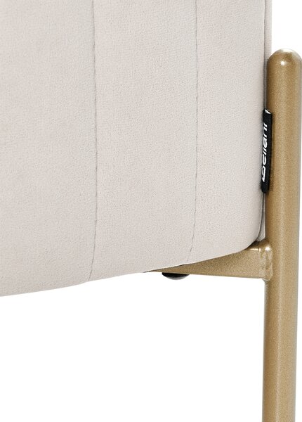 Lavička krémová biela zamatové čalúnenie zlaté kovové nohy 91 x 47 cm obdĺžnikový taburet glamour obývacia izba