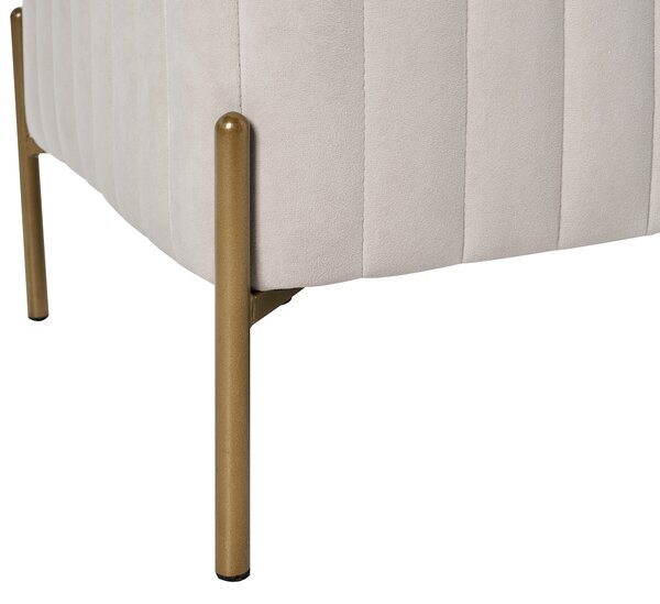 Lavička krémová biela zamatové čalúnenie zlaté kovové nohy 91 x 47 cm obdĺžnikový taburet glamour obývacia izba
