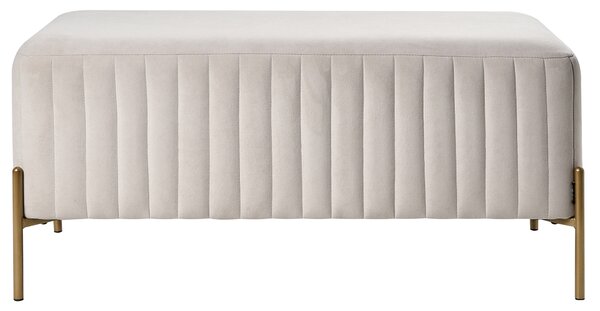 Lavička krémová biela zamatové čalúnenie zlaté kovové nohy 91 x 47 cm obdĺžnikový taburet glamour obývacia izba