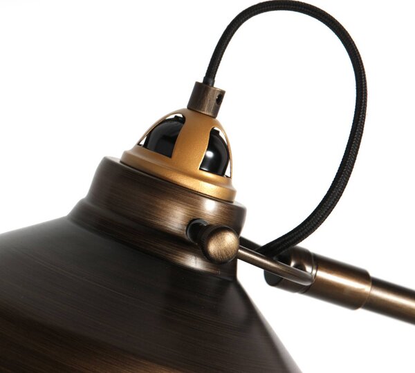 Stojacia lampa Nove, bronzová, kovová, E27, Hnedá / staromosadz, Obývacia izba / jedáleň, kov, Industriálny dizajn, Stojaca lampa